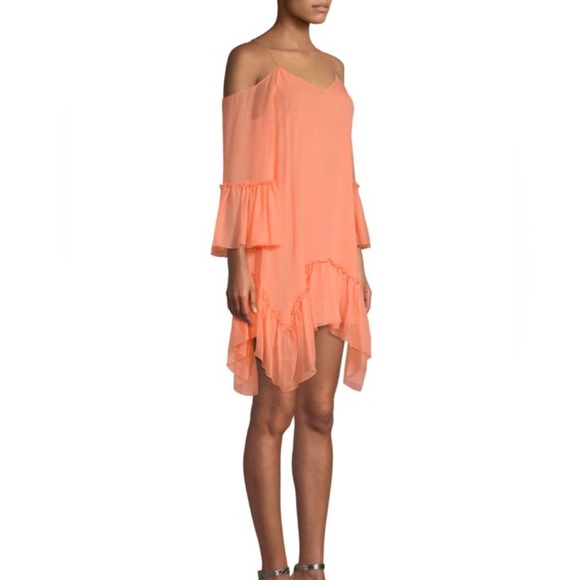 NWT Alice + Olivia Ilaria cold shoulder peach dress Large - Picture 2 of 9